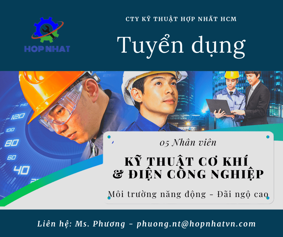 <p>Do nhu cầu mở rộng quy mô Công ty, chúng tôi đang có nhu cầu tuyển dụng: 03 Nhân Viên Kỹ Thuật Cơ Khí - Điện Công Nghiệp; làm việc tại Dĩ An - Bình Dương. Chi tiết xin vui lòng đọc thêm thông tin; hoặc liên hệ với Bộ phận tuyển dụng của chúng tôi qua thông tin dưới:</p>

<p>Ms: Phương - Email: phuong.nt@hopnhatvn.com</p>